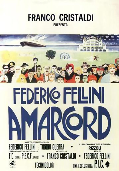 locandina film Amarcord (sceneggiatura F. Fellini - T. Guerra)