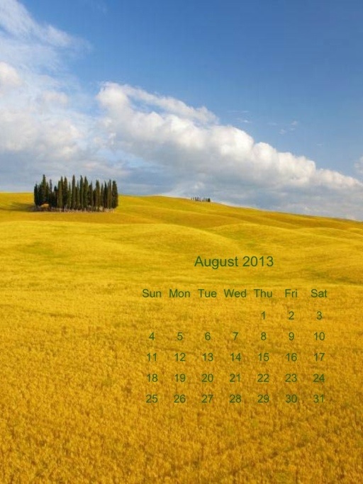 calendario del mese di Agosto